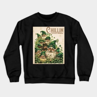 Chillin' with My Gnomies Retro Vintage Illustration Crewneck Sweatshirt